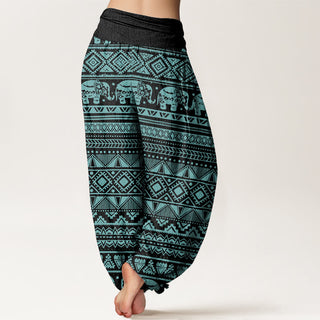 Buddha Gift Casual Elephant Geometric Figure Women's Elastic Waist Harem Pants