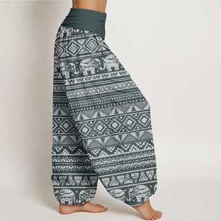 Buddha Gift Casual Elephant Geometric Figure Women's Elastic Waist Harem Pants