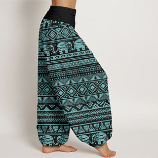 Buddha Gift Casual Elephant Geometric Figure Women's Elastic Waist Harem Pants
