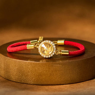 Buddha Gift Red String Copper Brass Rotatable Windmill Feng Sheng Shui Qi Protection Braided Bracelet
