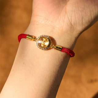 Buddha Gift Red String Copper Brass Rotatable Windmill Feng Sheng Shui Qi Protection Braided Bracelet