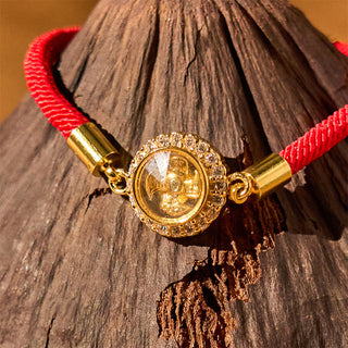 Buddha Gift Red String Copper Brass Rotatable Windmill Feng Sheng Shui Qi Protection Braided Bracelet