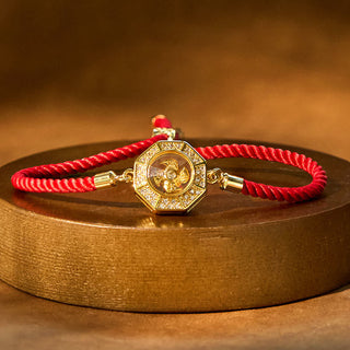 Buddha Gift Copper Brass Rotatable Windmill Feng Sheng Shui Qi Red String Faith Braided Bracelet
