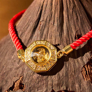 Buddha Gift Copper Brass Rotatable Windmill Feng Sheng Shui Qi Red String Faith Braided Bracelet