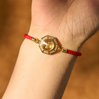 Buddha Gift Copper Brass Rotatable Windmill Feng Sheng Shui Qi Red String Faith Braided Bracelet