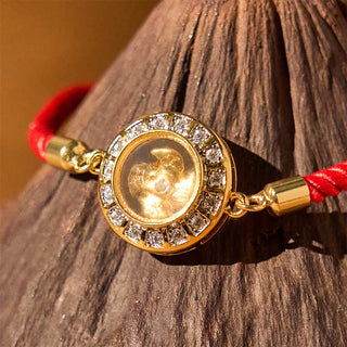 Buddha Gift Copper Brass Feng Sheng Shui Qi Rotatable Windmill  Red String Faith Braided Bracelet