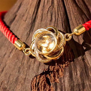 Buddha Gift Rotatable Plum Red String Copper Brass Windmill Feng Sheng Shui Qi Protection Braided Bracelet