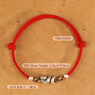 Buddha Gift Red String 999 Sterling Silver Year Of The Snake Anklet