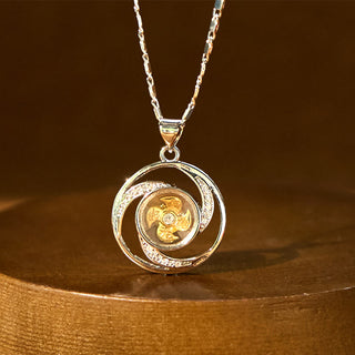 Buddha Gift Gold plated Copper Brass Rotatable Windmill Luck Necklace Pendant