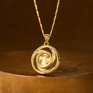 Buddha Gift Gold plated Copper Brass Rotatable Windmill Luck Necklace Pendant