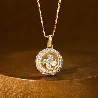 Buddha Gift Gold plated Copper Brass Rotatable Windmill Fu Balance Necklace Pendant