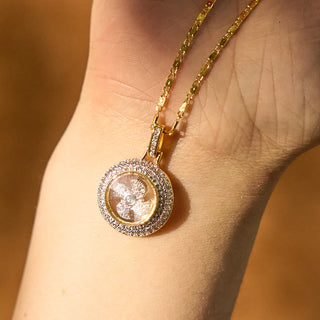 Buddha Gift Gold plated Copper Brass Rotatable Windmill Fu Balance Necklace Pendant