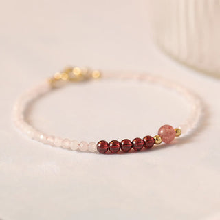 Buddha Gift 2mm Rose Quartz Garnet Strawberry Quartz Ultra-Thin Beads Healing Energy Bracelet