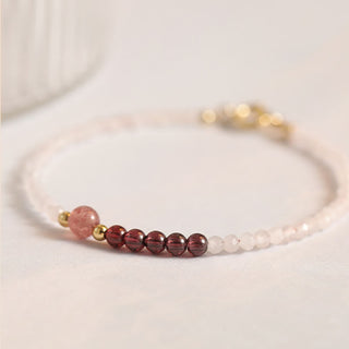 Buddha Gift 2mm Rose Quartz Garnet Strawberry Quartz Ultra-Thin Beads Healing Energy Bracelet