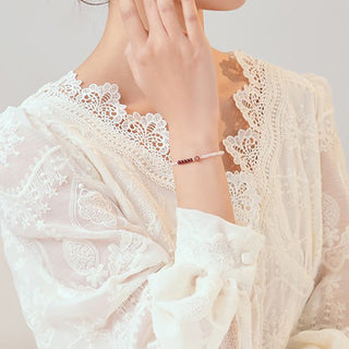 Buddha Gift 2mm Rose Quartz Garnet Strawberry Quartz Ultra-Thin Beads Healing Energy Bracelet