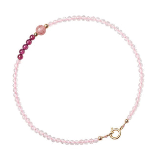 Buddha Gift 2mm Rose Quartz Garnet Strawberry Quartz Ultra-Thin Beads Healing Energy Bracelet