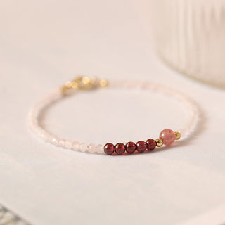 Buddha Gift 2mm Rose Quartz Garnet Strawberry Quartz Ultra-Thin Beads Healing Energy Bracelet