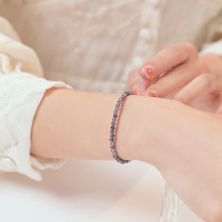 Buddha Gift 3mm Amethyst Iolite Ultra-thin Beads 14k Gold Plated Copper Communication Bracelet