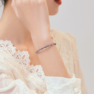 Buddha Gift 3mm Amethyst Iolite Ultra-thin Beads 14k Gold Plated Copper Communication Bracelet