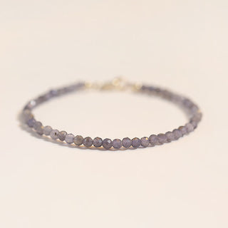 Buddha Gift 3mm Amethyst Iolite Ultra-thin Beads 14k Gold Plated Copper Communication Bracelet
