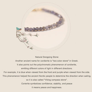 Buddha Gift 3mm Amethyst Iolite Ultra-thin Beads 14k Gold Plated Copper Communication Bracelet