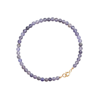 Buddha Gift 3mm Amethyst Iolite Ultra-thin Beads 14k Gold Plated Copper Communication Bracelet