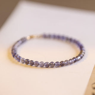 Buddha Gift 3mm Amethyst Iolite Ultra-thin Beads 14k Gold Plated Copper Communication Bracelet