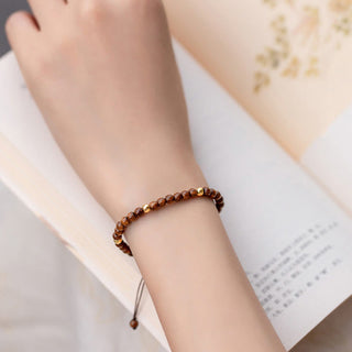 Buddha Gift 4mm Ultra-thin Sandalwood 14K Gold Plated Copper Beads Protection Bracelet