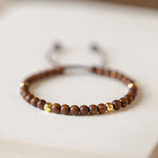 Buddha Gift 4mm Ultra-thin Sandalwood 14K Gold Plated Copper Beads Protection Bracelet