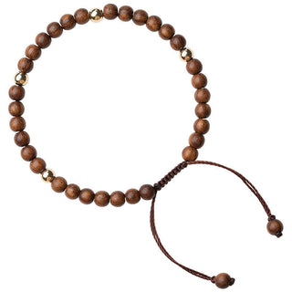 Buddha Gift 4mm Ultra-thin Sandalwood 14K Gold Plated Copper Beads Protection Bracelet