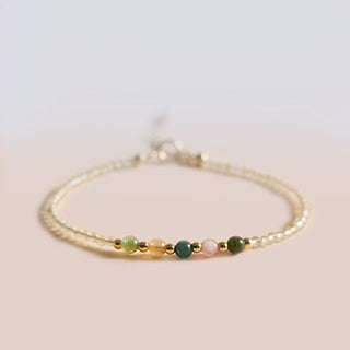 Buddha Gift 2.5mm Ultra-thin Citrine Tourmaline 14K Gold Filled Copper Beads Prosperity Bracelet