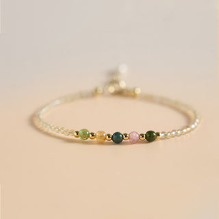 Buddha Gift 2.5mm Ultra-thin Citrine Tourmaline 14K Gold Filled Copper Beads Prosperity Bracelet
