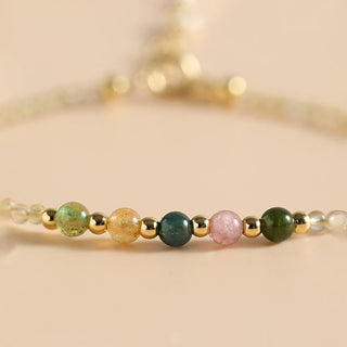 Buddha Gift 2.5mm Ultra-thin Citrine Tourmaline 14K Gold Filled Copper Beads Prosperity Bracelet