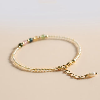 Buddha Gift 2.5mm Ultra-thin Citrine Tourmaline 14K Gold Filled Copper Beads Prosperity Bracelet