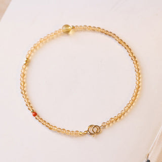 Buddha Gift 2mm Ultra-thin Citrine 14K Gold Plated Copper Beads Protection Bracelet