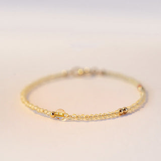 Buddha Gift 2mm Ultra-thin Citrine 14K Gold Plated Copper Beads Protection Bracelet