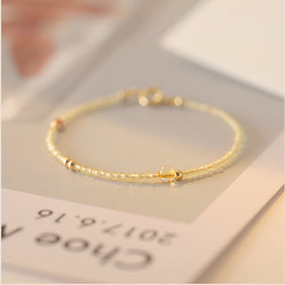 Buddha Gift 2mm Ultra-thin Citrine 14K Gold Plated Copper Beads Protection Bracelet