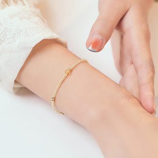 Buddha Gift 2mm Ultra-thin Citrine 14K Gold Plated Copper Beads Protection Bracelet