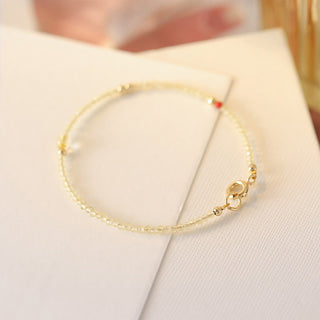 Buddha Gift 2mm Ultra-thin Citrine 14K Gold Plated Copper Beads Protection Bracelet