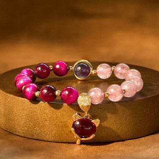 Buddha Gift Natural Strawberry Quartz Pixiu Love Bracelet