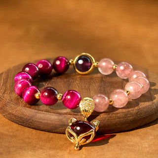 Buddha Gift Natural Strawberry Quartz Pixiu Love Bracelet