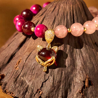 Buddha Gift Natural Strawberry Quartz Pixiu Love Bracelet