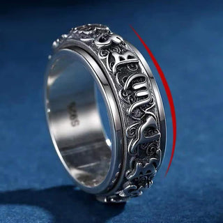 Buddha Gift Six True Words Swastika Copper Healing Rotatable Ring