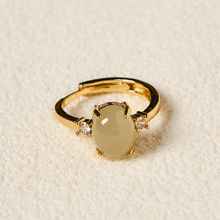 Buddha Gift Natural Hetian Jade Zirconia Egg Copper Prosperity Ring