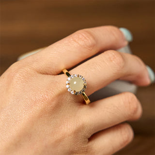Buddha Gift Natural Hetian Jade Egg Copper Open Luck Prosperity Ring