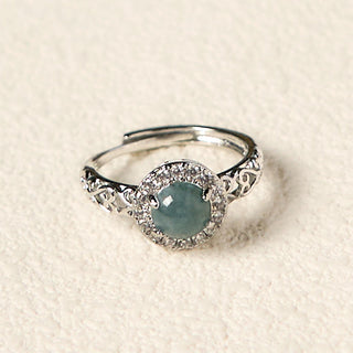 Buddha Gift Natural Hetian Jade Egg Ruyi Stick Pattern Luck Ring