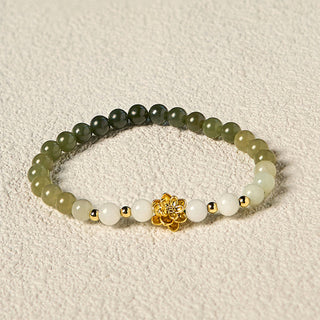 Buddha Gift Natural Hetian Jade Gradient Lotus Abundance Bracelet