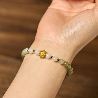 Buddha Gift Natural Hetian Jade Gradient Lotus Abundance Bracelet