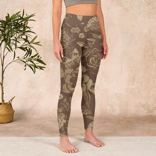 Buddha Gift Peony Flowers Leaves Blossom Print Gym Fitness Leggings Women's Yoga Pants