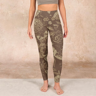 Buddha Gift Peony Flowers Leaves Blossom Print Gym Fitness Leggings Women's Yoga Pants